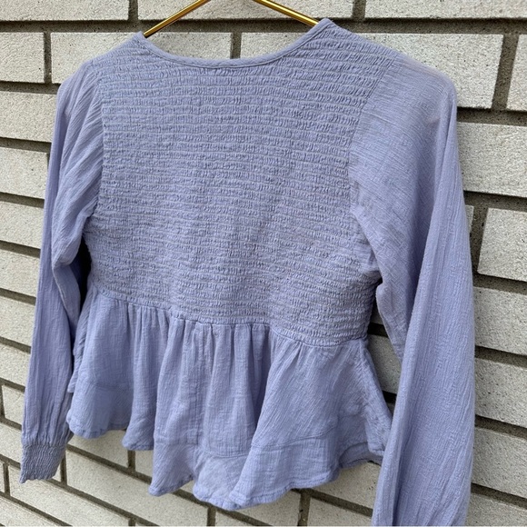 Free People Waiting on Summer Smocked Crop Top Lilac Lavender Purple Festival - Picture 10 of 13